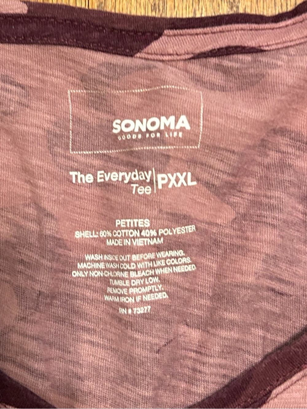 Sonoma Everyday Tee Pink Camo V-Neck Top PXXL Women's Casual Short Sleeve - Picture 4 of 6